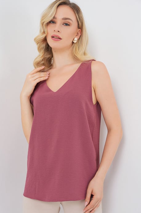 Textuur V-hals Mouwloze Blouse - Image 4