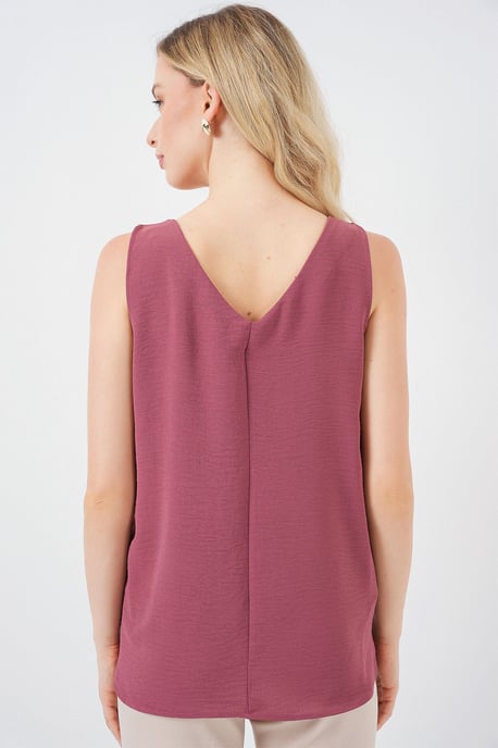 Textuur V-hals Mouwloze Blouse - Image 6