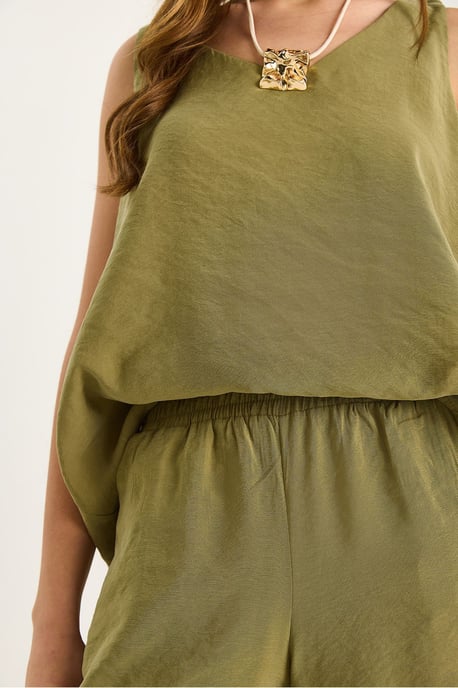 V-hals Katoenen Blouse-Broek Twee-Piece Set - Image 6