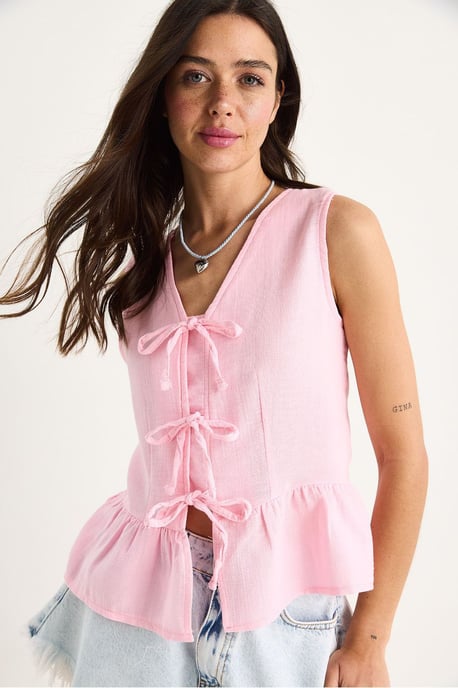 V-hals Crepe Blouse met Strik - Image 2