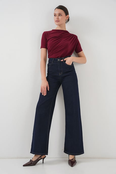 Fitted Blouse met Rimpeldetail en Ronde Hals - Image 2