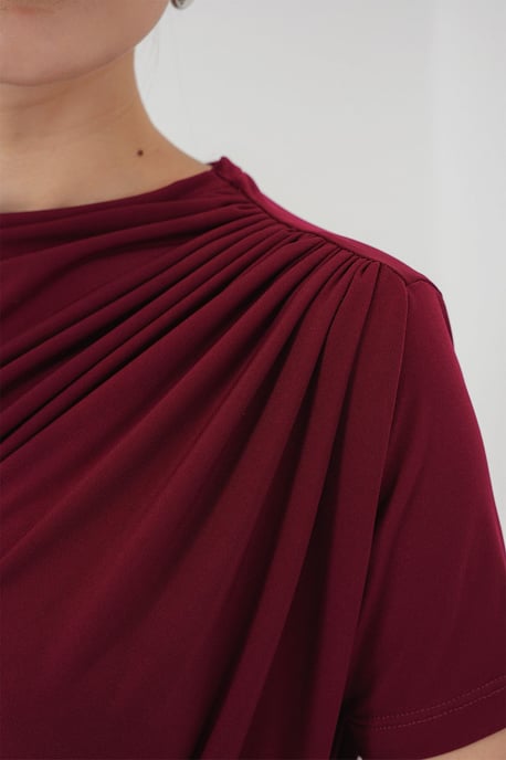 Fitted Blouse met Rimpeldetail en Ronde Hals - Image 5
