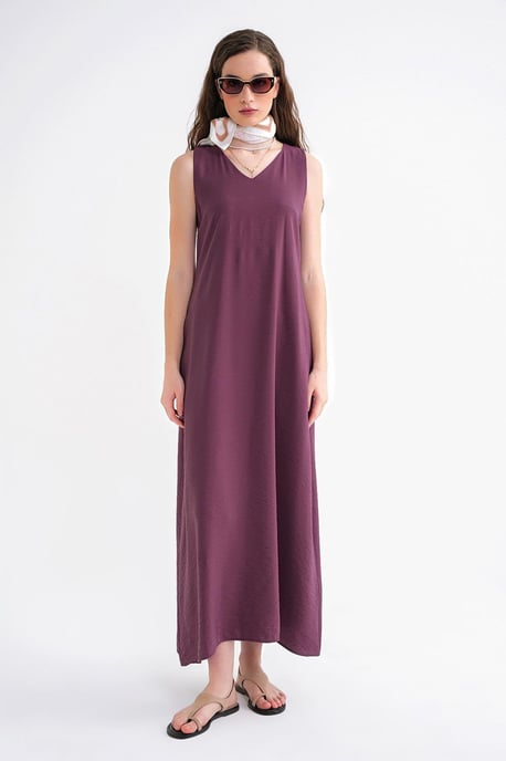 V-hals Mouwloze Maxi-jurk met Pocketen - Image 1