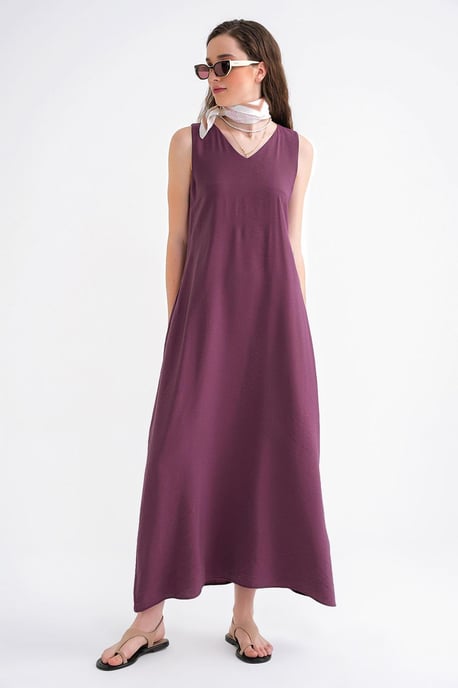 V-hals Mouwloze Maxi-jurk met Pocketen - Image 4