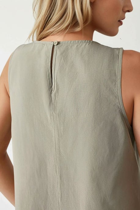 Mixray Collectie Crew Neck Mouwloos A-Lijn Maxi Jurk - Image 6