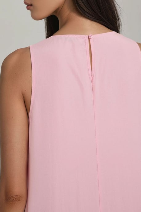 Mixray Collectie Crew Neck Mouwloze A-Lijn Maxi Jurk - Image 4