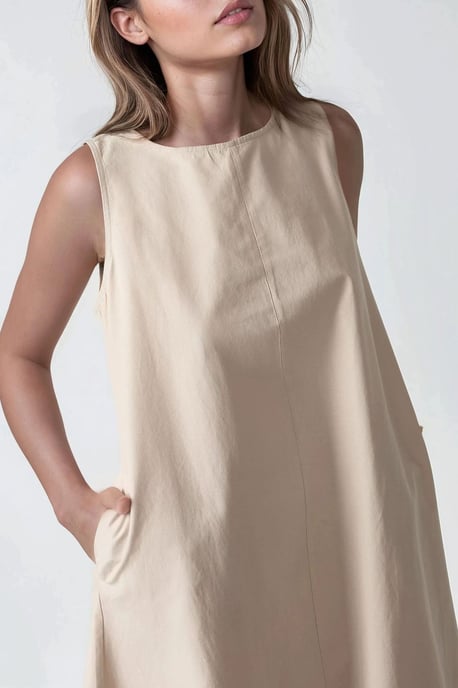 Mixray Collectie Crew Neck Mouwloos A-Lijn Maxi Jurk - Image 3