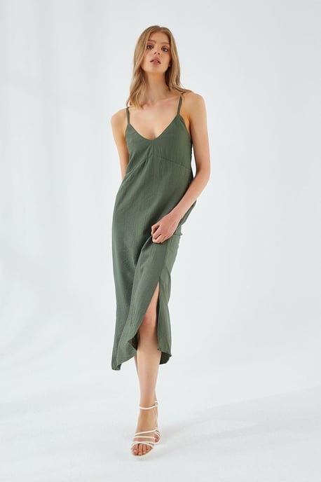 V-hals Split Midi Jurk - Image 3