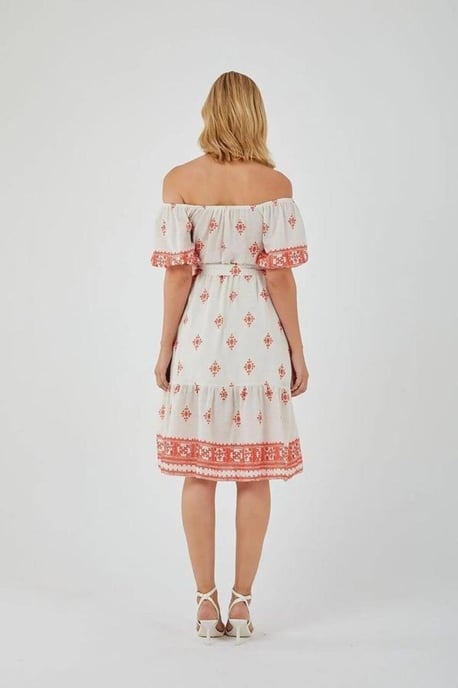 Blommig Off Shoulder Midi Klänning - Image 2