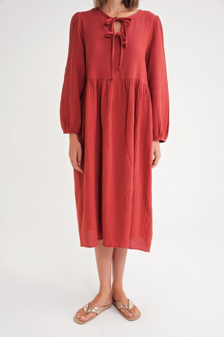 V-hals Midi-jurk met striksluiting - Image 6