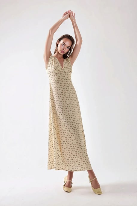 Floral V-hals Midi Jurk - Image 3