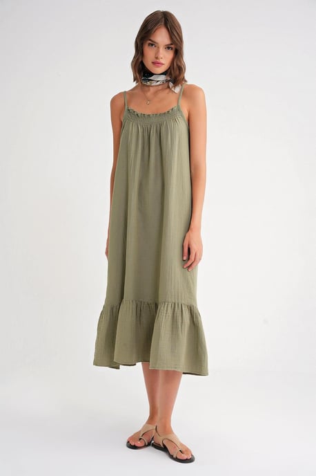 Midi Musselinen Jurk met Ruffle Detail - Image 2