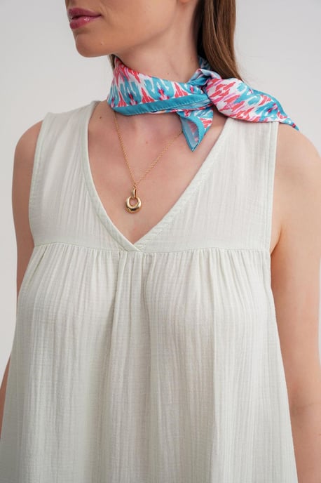 Mouwloze V-hals Muslin Midi Jurk met Zakken - Image 6