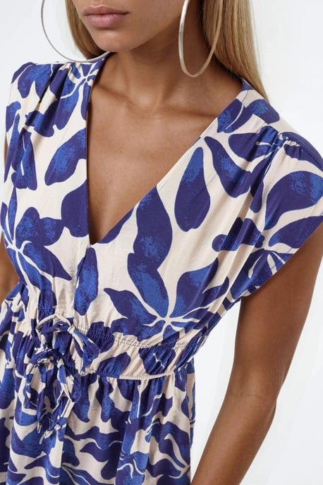 Florale V-hals Midi-jurk met Strikdetails - Image 5