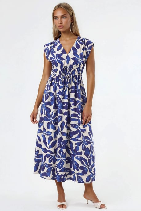 Florale V-hals Midi-jurk met Strikdetails - Image 6