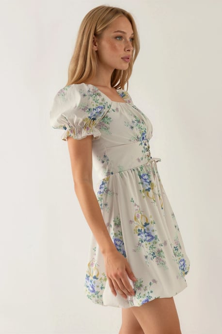 Floral A-lijn Mini-jurk met Strikdetail - Image 2