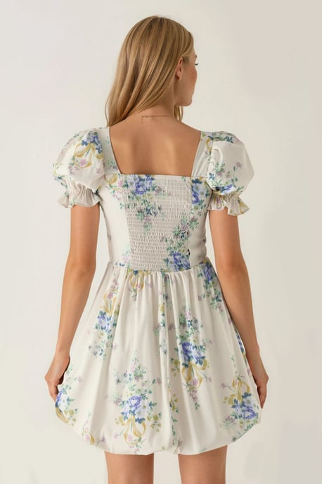 Floral A-lijn Mini-jurk met Strikdetail - Image 3