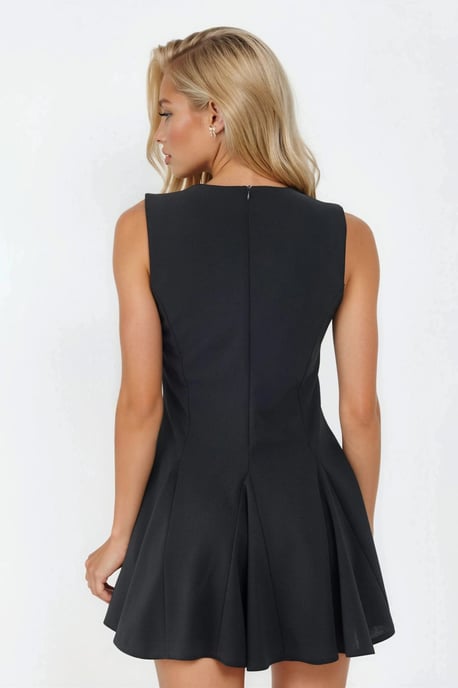 Slim Fit Mini Jurk met Ronde Hals - Image 3