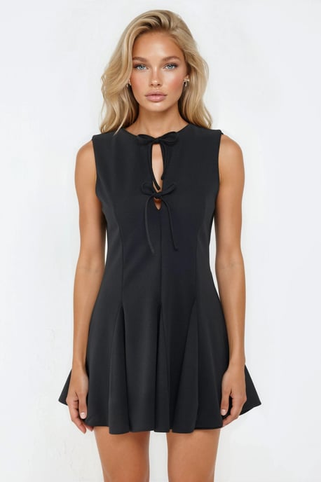 Slim Fit Mini Jurk met Ronde Hals - Image 6