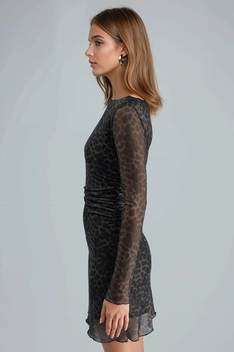 A-Line Leopard Print Mini Dress - Image 2