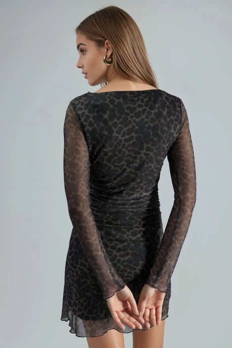 A-Line Leopard Print Mini Dress - Image 3