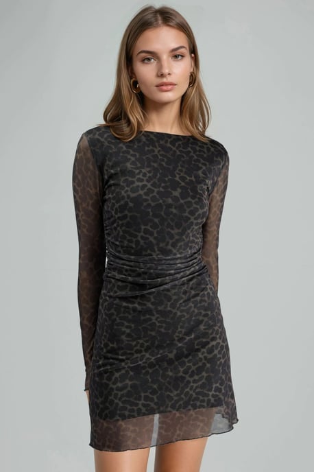 A-Line Leopard Print Mini Dress - Image 5