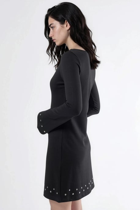 Boot-hals Mini-jurk met Steenaccessoire - Image 3