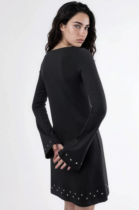 Boot-hals Mini-jurk met Steenaccessoire - Image 4