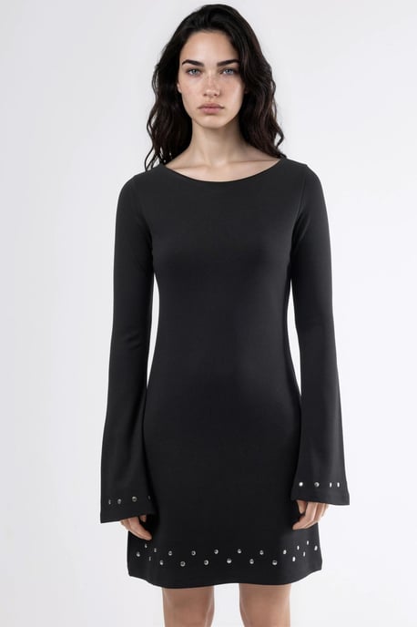 Boot-hals Mini-jurk met Steenaccessoire - Image 6