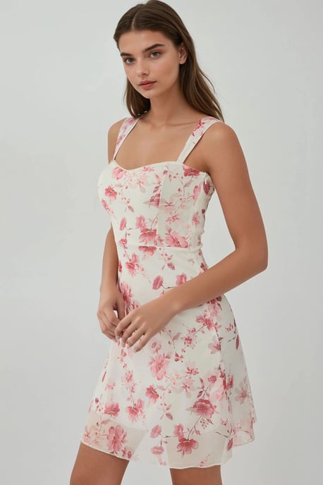 Polka Dot Sleeveless Mini Tulle Dress with Square Neckline - Image 2
