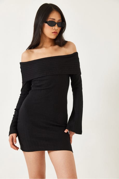 Off Shoulder Slim Fit Mini Klänning - Image 5