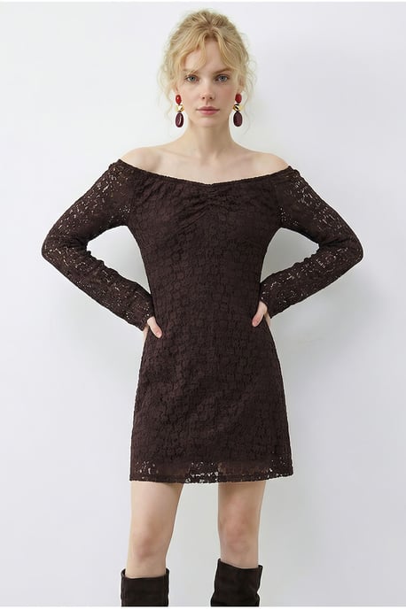 Kant Off Shoulder Mini Jurk - Image 3