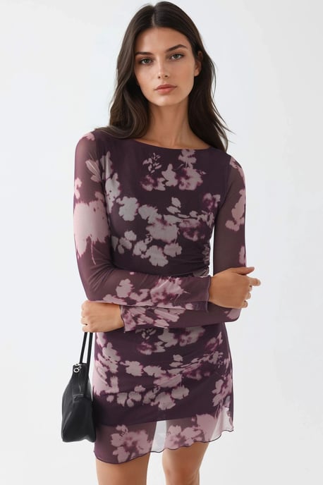 Bloemen Mini Jurk met Lange Mouwen - Image 1