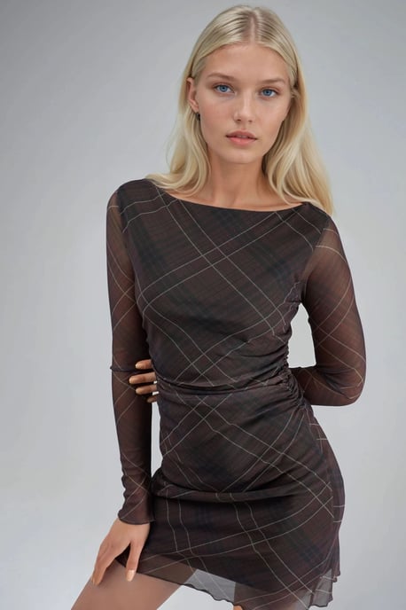 Geruite Tulle Mini-jurk - Image 1