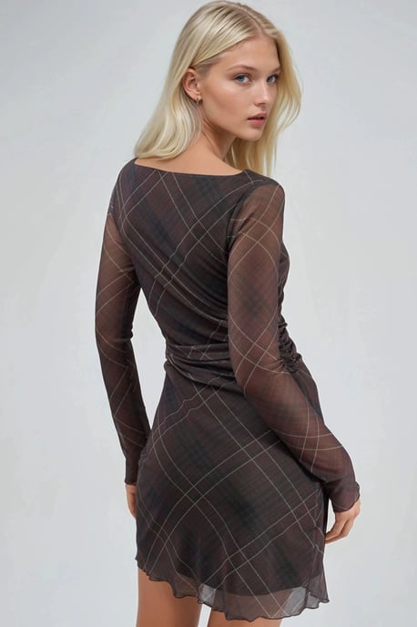 Geruite Tulle Mini-jurk - Image 3