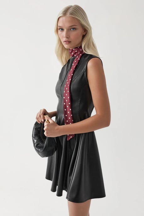 Faux leren aangesloten mini-jurk met rits - Image 2