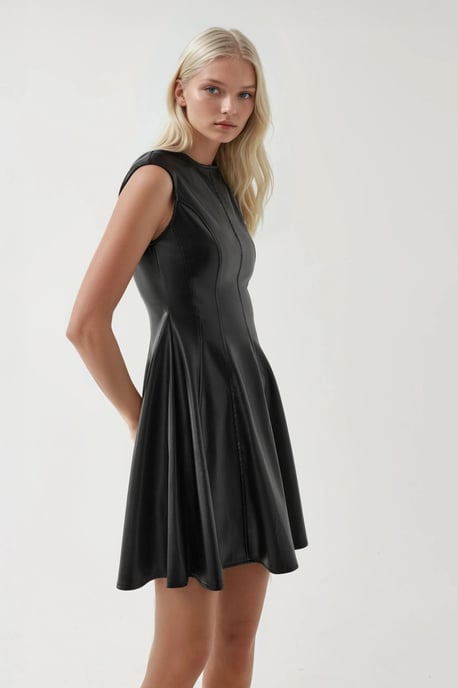 Faux leren aangesloten mini-jurk met rits - Image 4