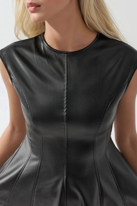 Faux leren aangesloten mini-jurk met rits - Image 6