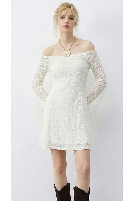 Spets Off Shoulder Mini Klänning - Image 2