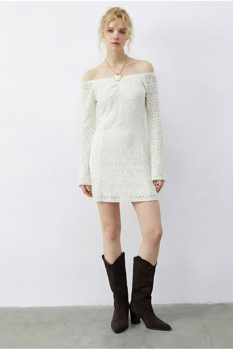 Spets Off Shoulder Mini Klänning - Image 3