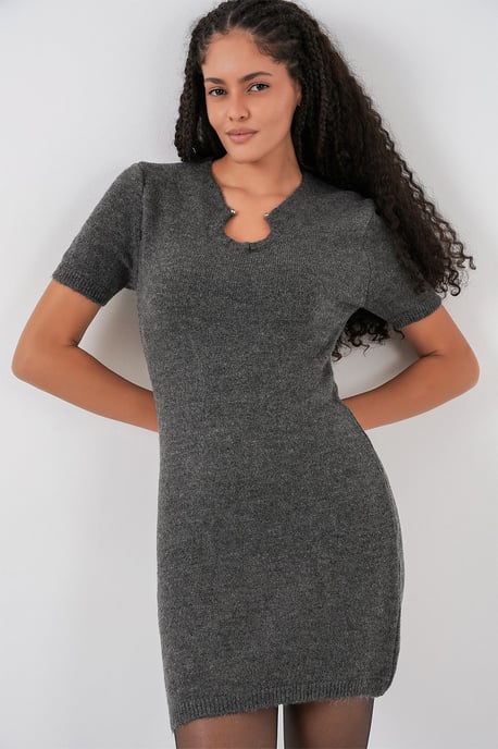 Accessoar Detalj Bodycon Mini Stickad Klänning - Image 4