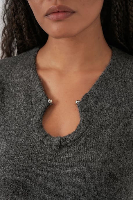 Accessoar Detalj Bodycon Mini Stickad Klänning - Image 5