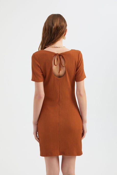 Square Neck Short Sleeve Mini Bodycon Dress - Image 4