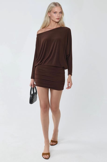 Asymmetrische Kraag Aansluitend Mini-jurk - Image 2
