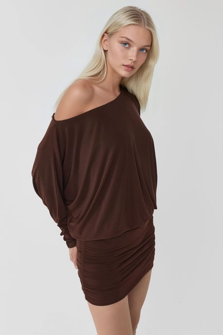 Asymmetrische Kraag Aansluitend Mini-jurk - Image 5