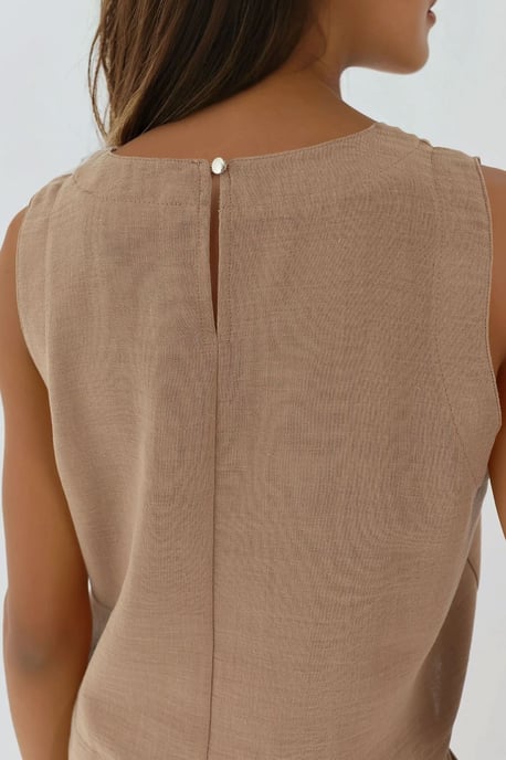 Linnenlook Blouse & Elastische Taille Broek Twee-delige Coördinatie Set - Image 6