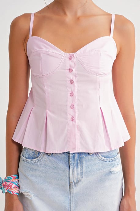 Söt hjärta-halsknapp Framsida Peplum Cami Top - Image 6