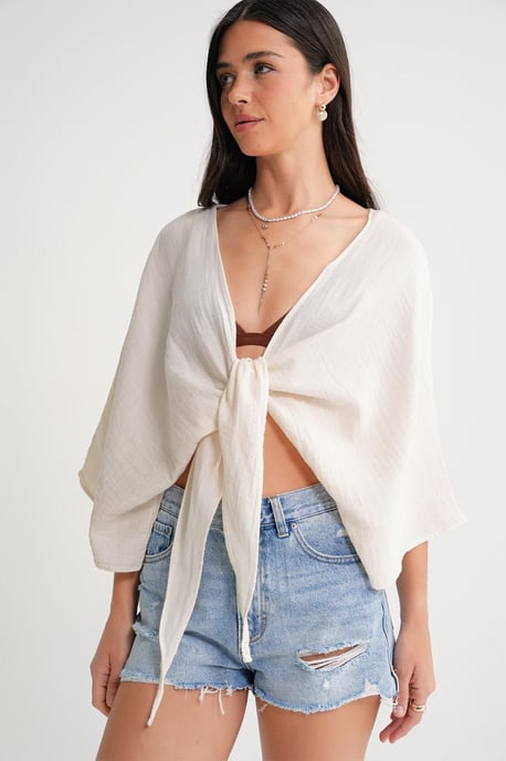 Textuur V-hals Bolero Blouse - Image 4