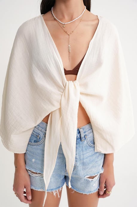 Textuur V-hals Bolero Blouse - Image 5
