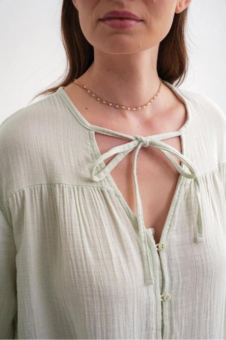 Lange Mouwen Losse Blouse met Strikhals - Image 5